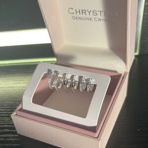 Chrystina Silver Crystal Hoop Earrings
